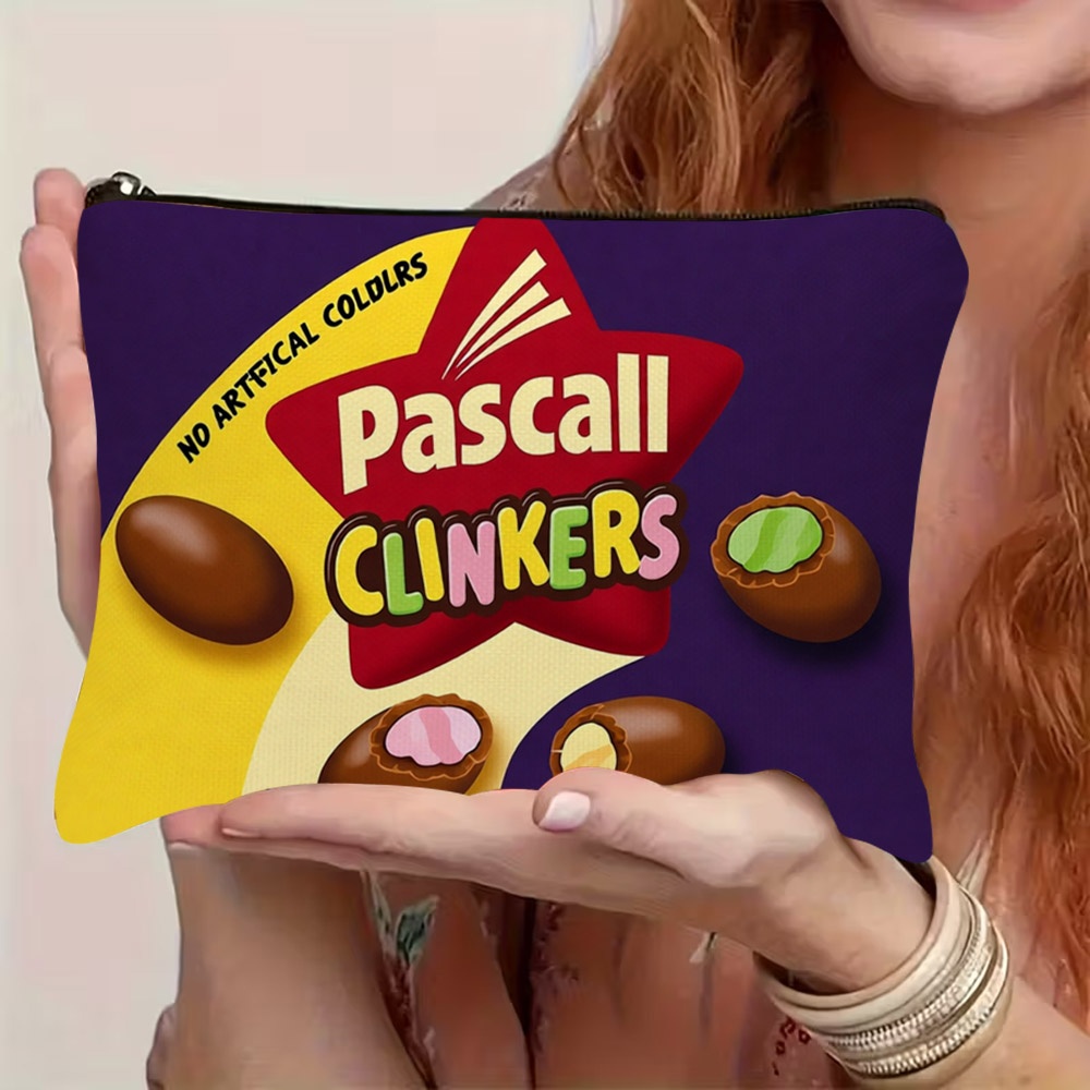 TEMU 1pc 2d Flat Printed Vibrant Pascall Chocolate Treat Pattern Cosmetic Bag - Smooth Zipper, Lightweight & Durable Portable Pouch, Ideal For Travel