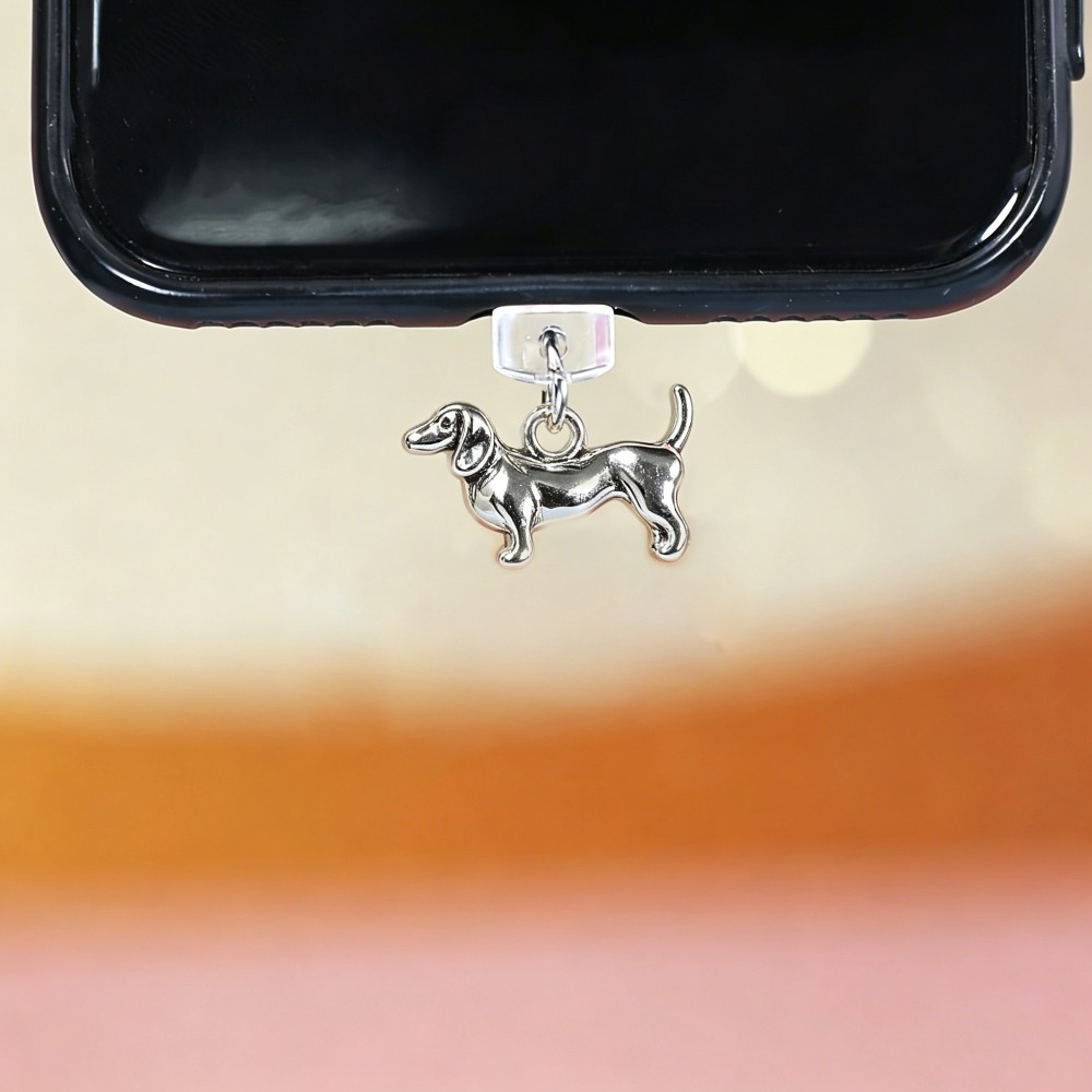 TEMU 1 tapón antipolvo adorable para teléfono con diseño de perro salchicha, protector USB C/Lightning, regalo para entusiastas de