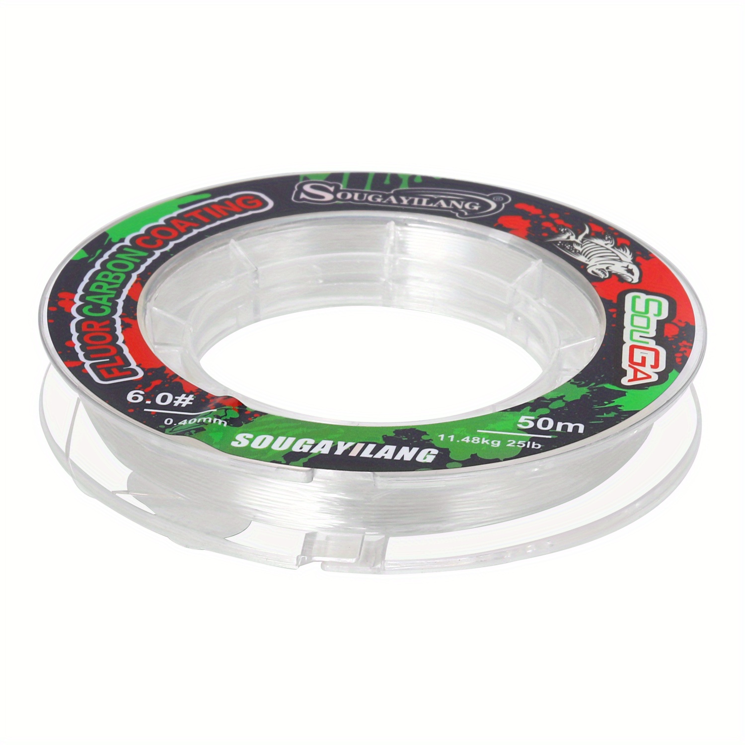 Image of Sougayilang Invisible Fluorocarbon Coating Fishing Line - 50m Carbon Fiber Coated, Super Strong, Abrasion Resistant, Fast Sinking Leader Line For Trout