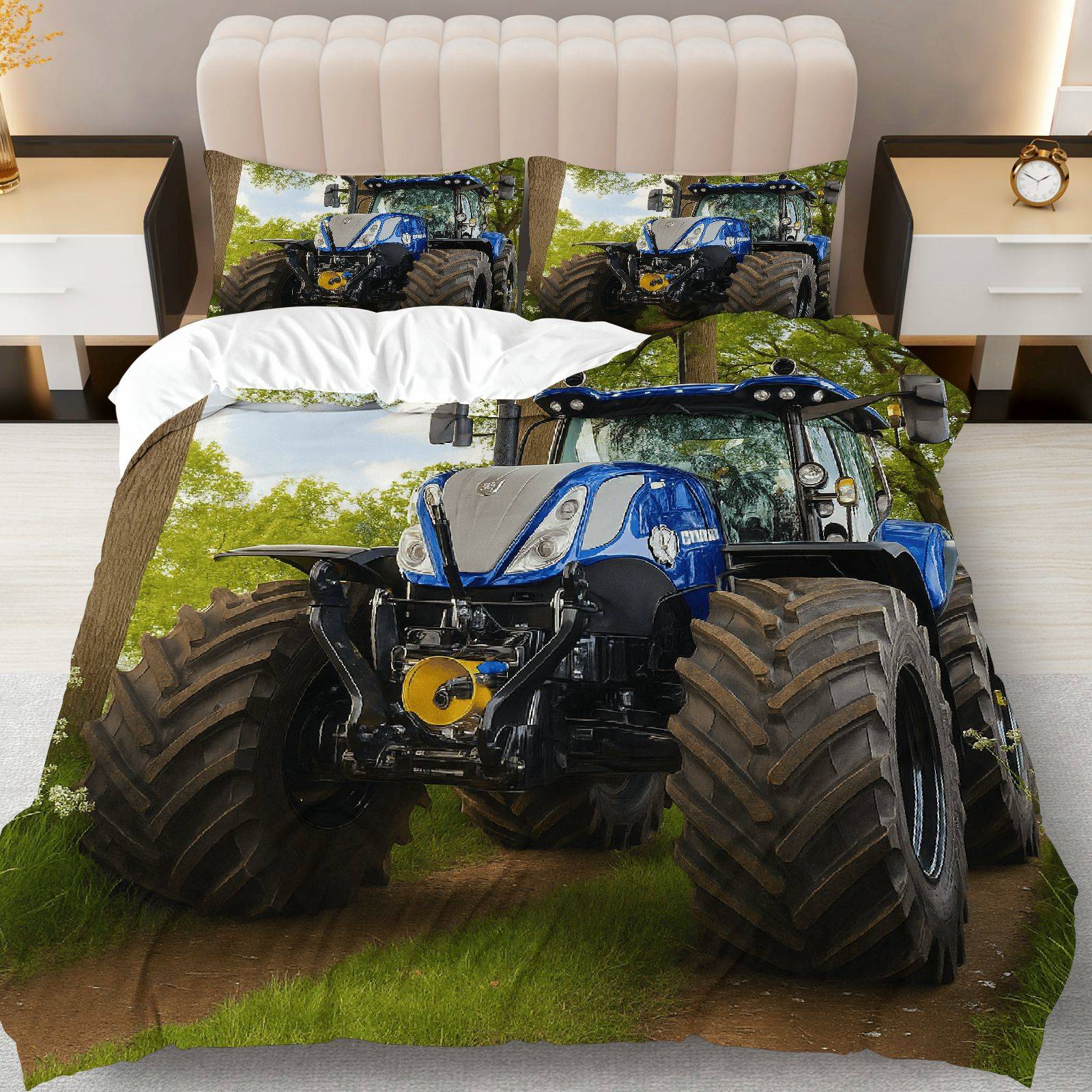 TEMU 3pcs Bedding Including 1 Duvet Cover And 2 Pillowcases (filler Not Included), Featuring A Landscape Theme With Tractors Machinery, Perfect For