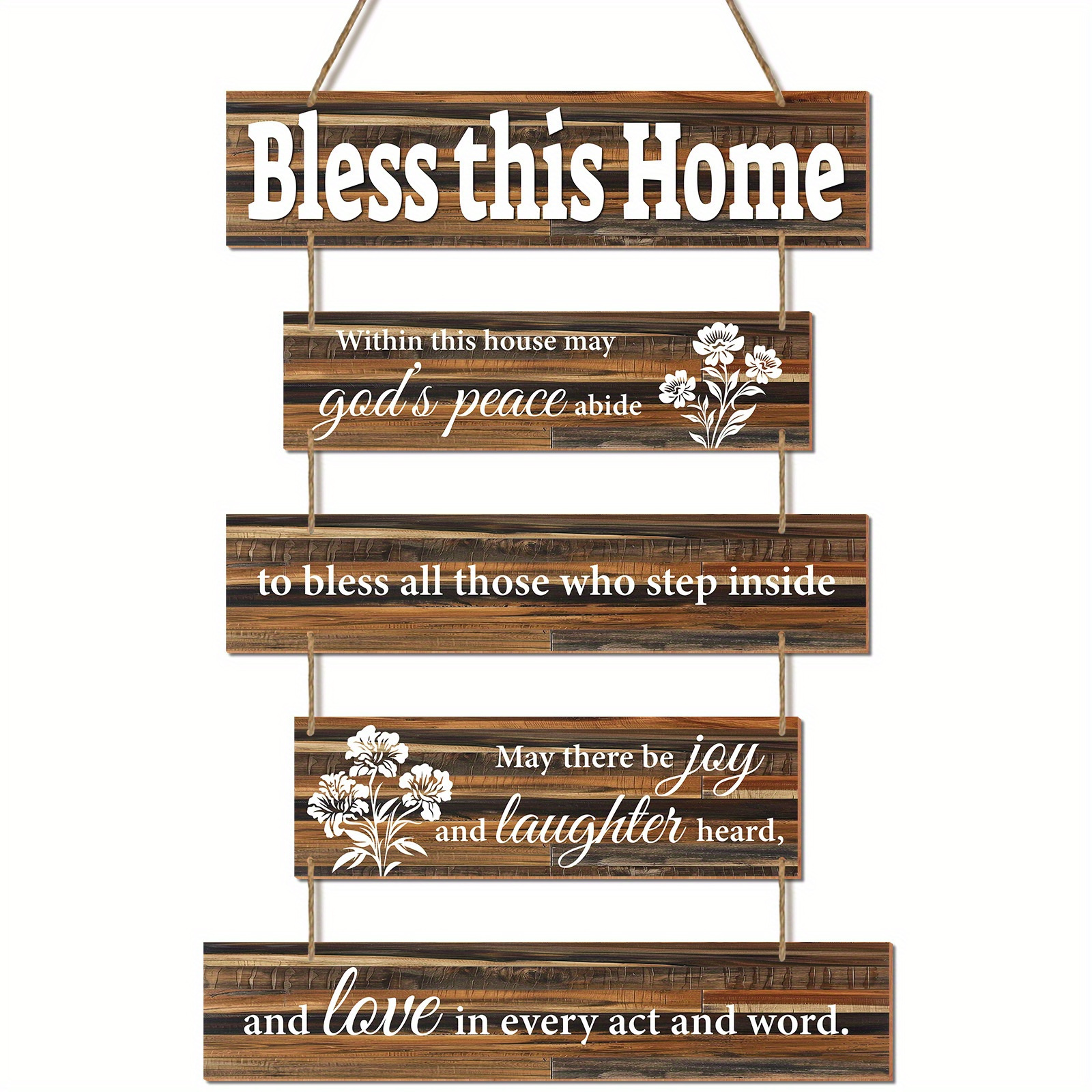 TEMU 2d Flat - A 2d Vintage-style Wooden Wall Decoration Featuring "bless This Home" - A Rustic Blessing Sign Suitable For Thanksgiving, Christmas,