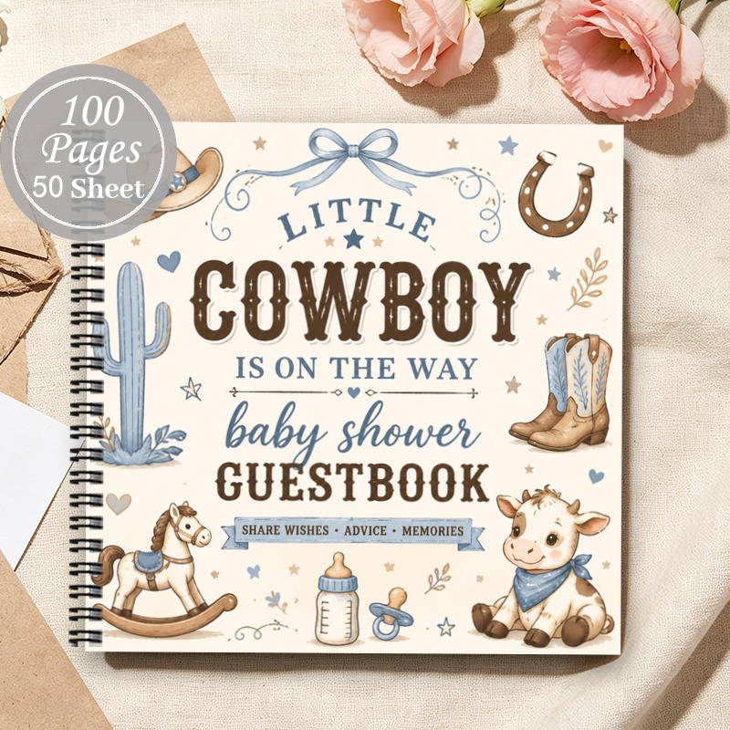 TEMU 1pc Aesthetics Baby Spiral Guest Book Travel Journal,family Memories Blank Guestbook,witness Gift For Newborn Shower Party Guest Messages New
