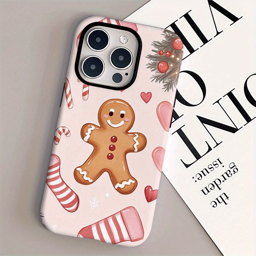 TEMU Phone Case: Christmas Tree Gingerbreadman Stocking Heart Pattern -one Film Case, Tough, Dual Layered Case For Superior Protection, Durable,