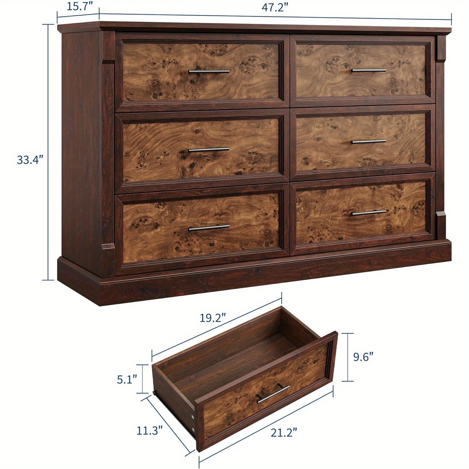 6 drawer dresser bedroom framhouse large chest drawers metal - Temu