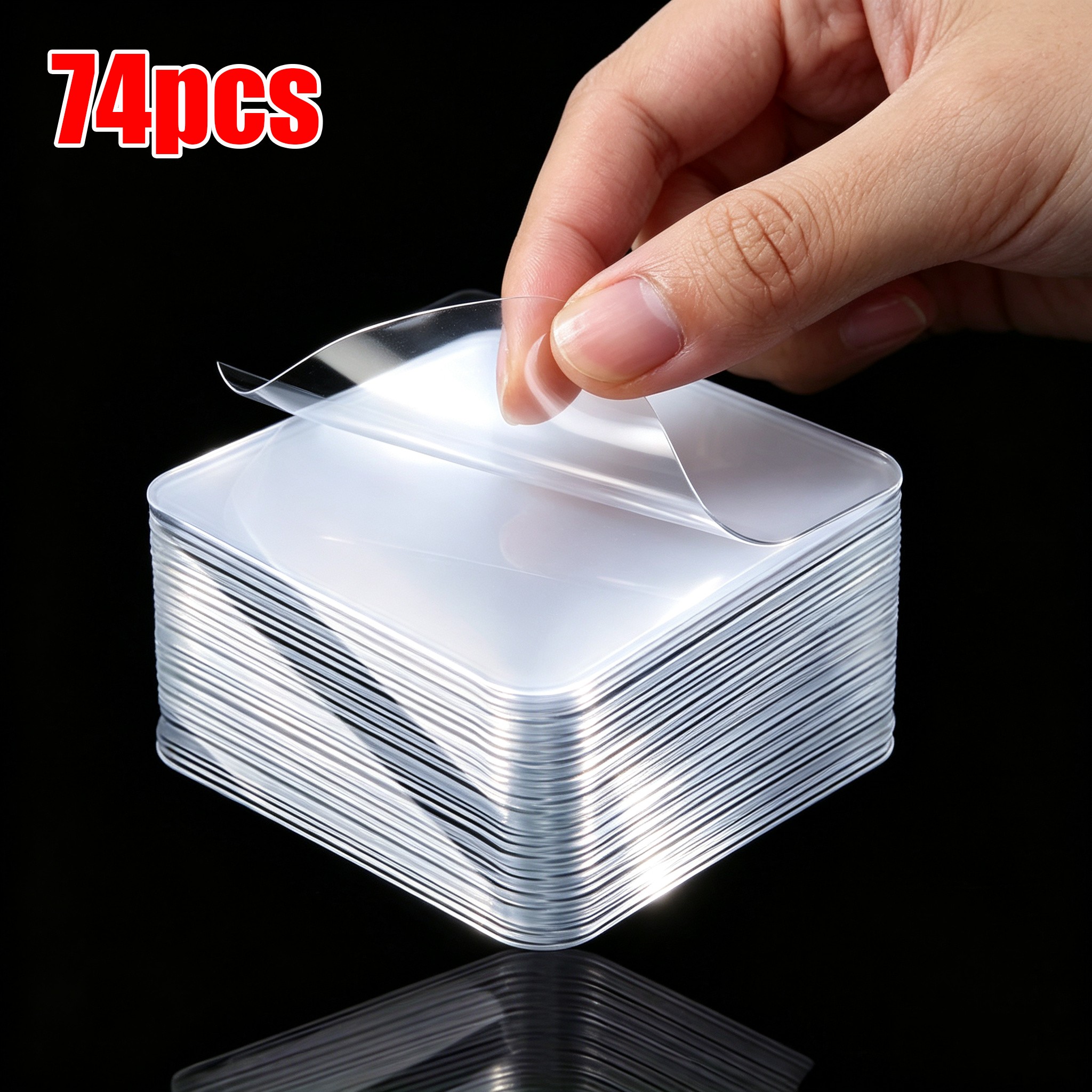 TEMU 74pcs Upgraded Nano Double-sided Adhesive Pads, Thickened Heavy-duty High- Adhesive, Residue-free, Washable& Reusable Clear , No-drill Mounting