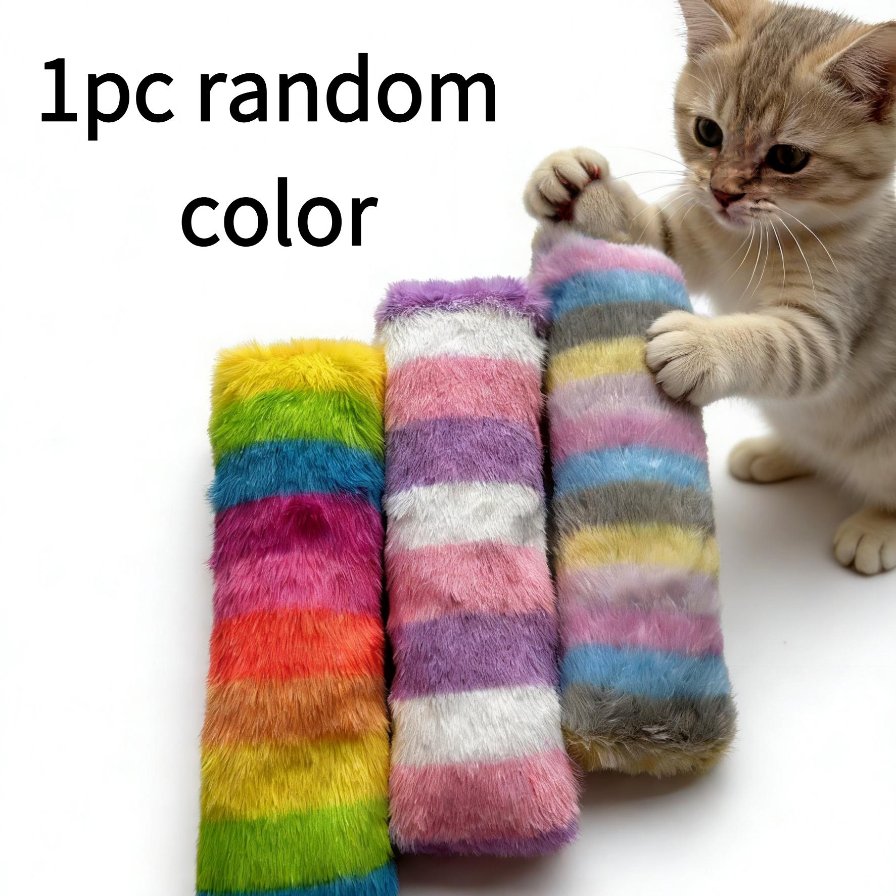 TEMU 1/2pcs Jouet Interactif pour Chat Couleur Aléatoire - Oreiller Geométrique Rayé Résistant aux Morsures pour Jeu en Intérieur, et Robuste Idéal