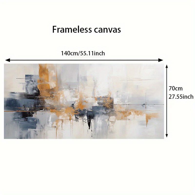 TEMU 2d Flat, 2d Flat, 2d/flat 1pc 27.55inch X 55.11inch/70cm X 140cm 2dflat Frameless Modern Black And White Abstract Canvas Painting Art For Living