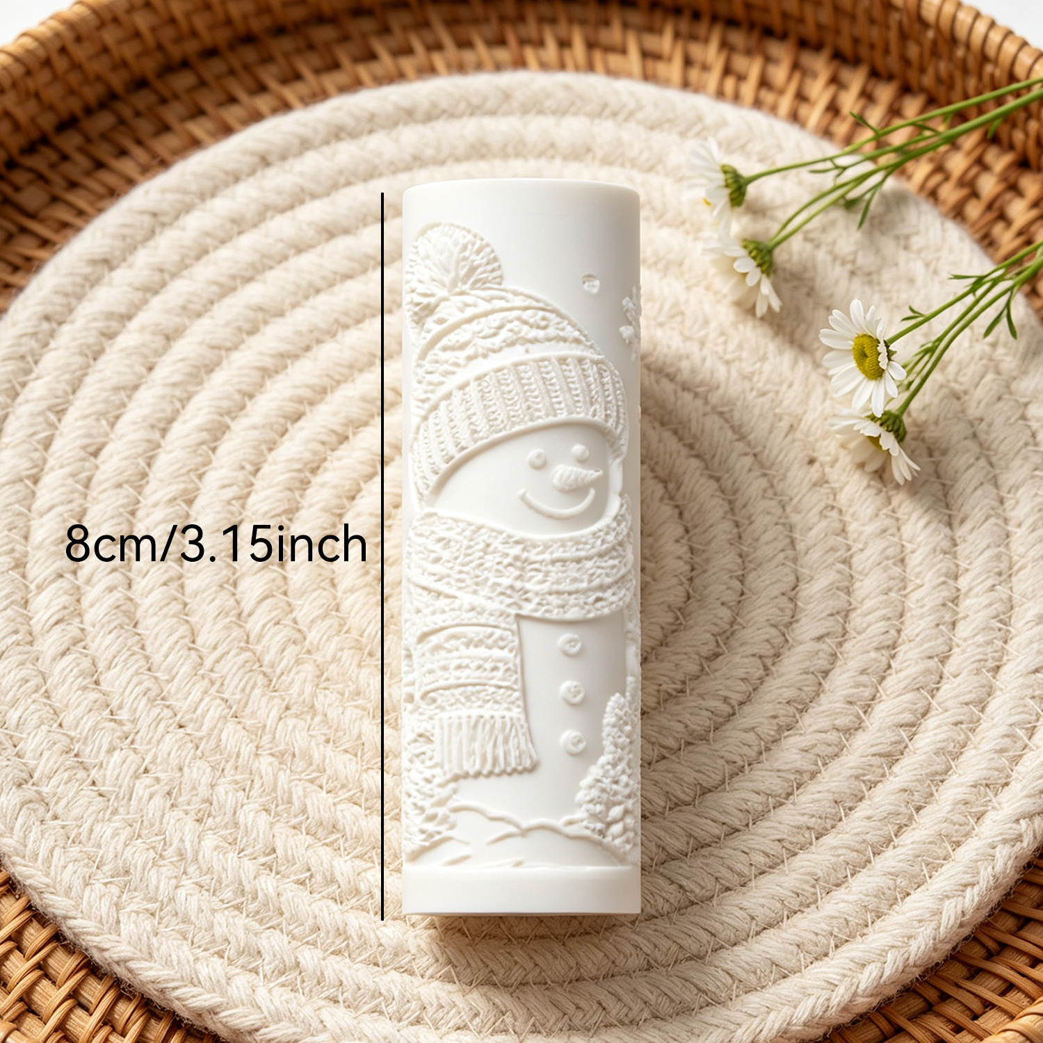 TEMU Polymer Clay Embossing Roller With Winter Snowman Texture Roll - 3d Snowman With Hat, Scarf, Bird, Snowflakes And Patterns Suitable For Pottery,