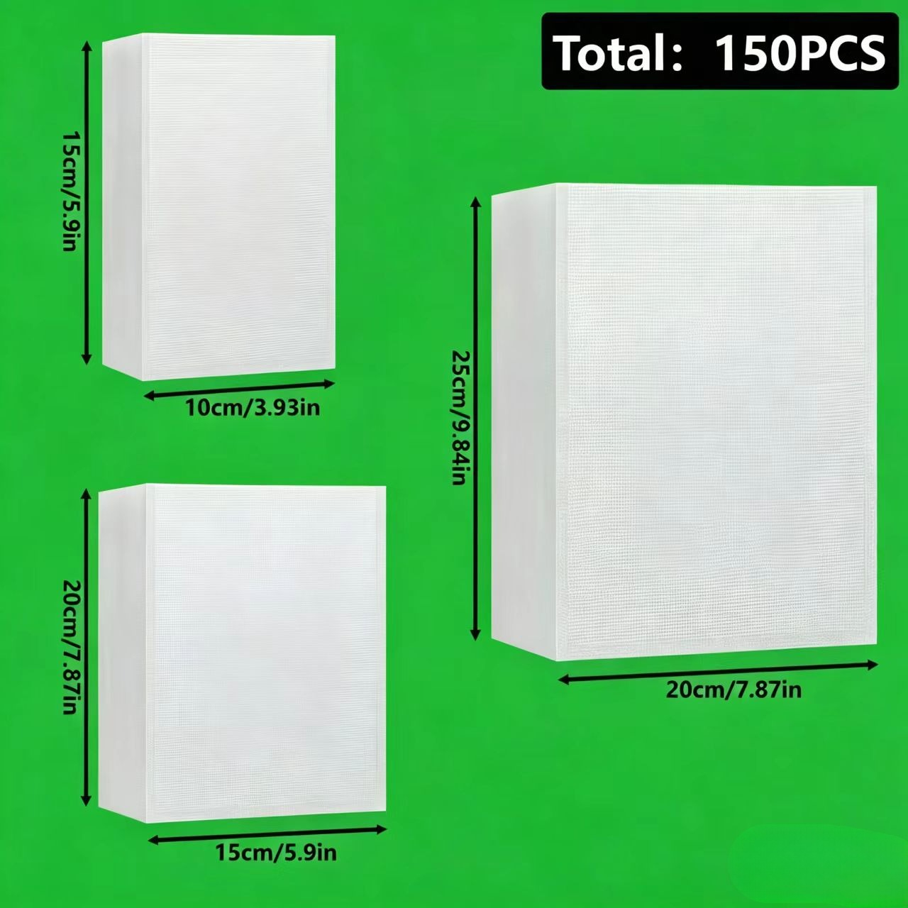 Image of 3 Size 150pcs Bpa-free Bags For Food Storage Bags For Food Storage, Meal Saver Freezer Vacuum Sealer Bags
