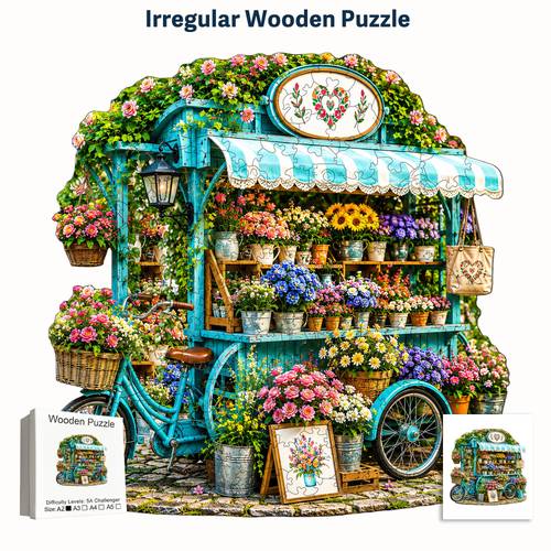 flower cart shop with colorful plants flat wooden puzzle suitable for children ages 3 gametoy flat animal puzzle brain teaser gameperfect gift for christmas birthday new year puzzle pieces 210pcs 150pcs 40pcs