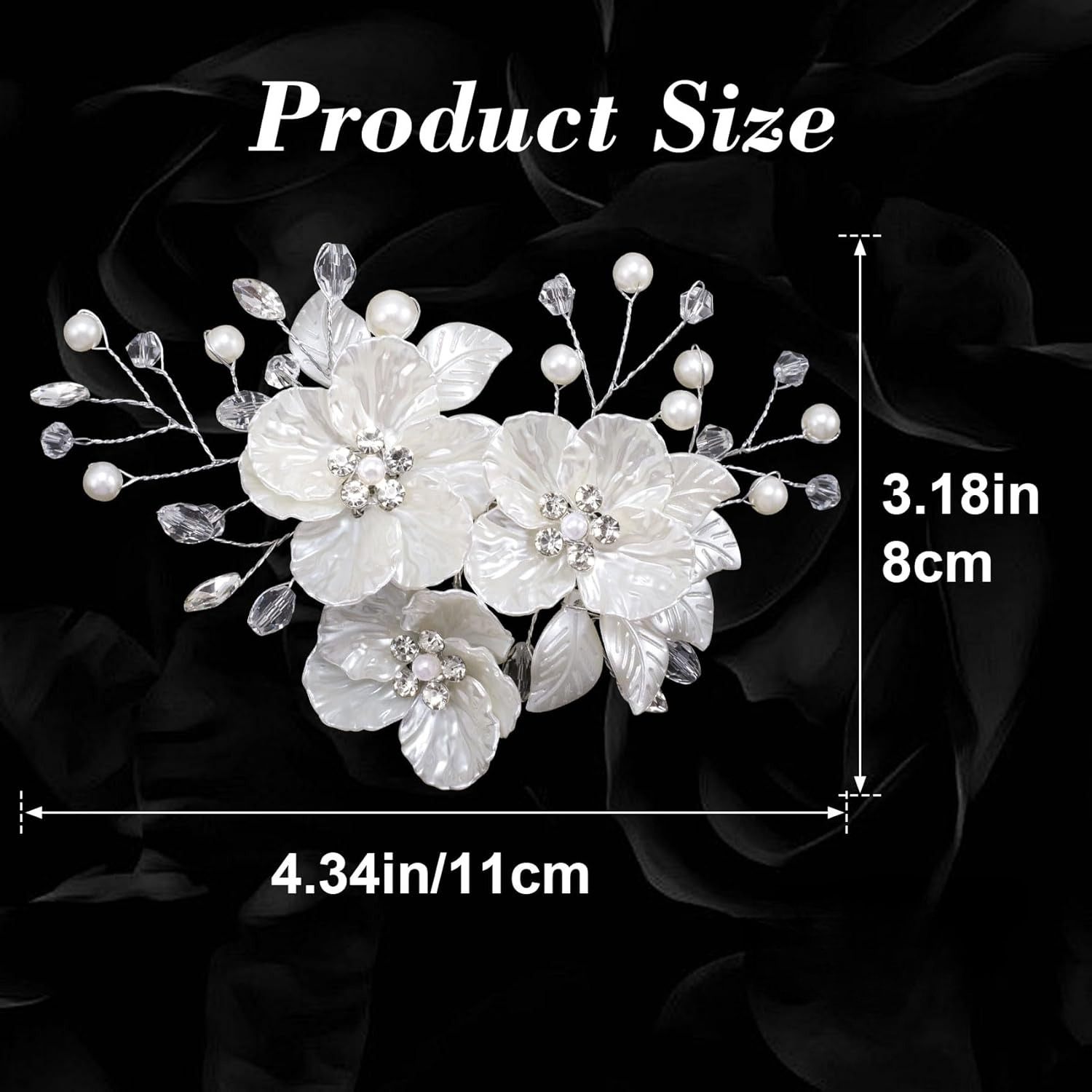 E-shop 1 Stück Damen Eleganter Weißer & Klar-ähnlicher Blumen-Haarclip - 5-Blütenblatt-Schichten mit Klarperlen-Mitte, Sicherer Nicht-Schädigender Halt