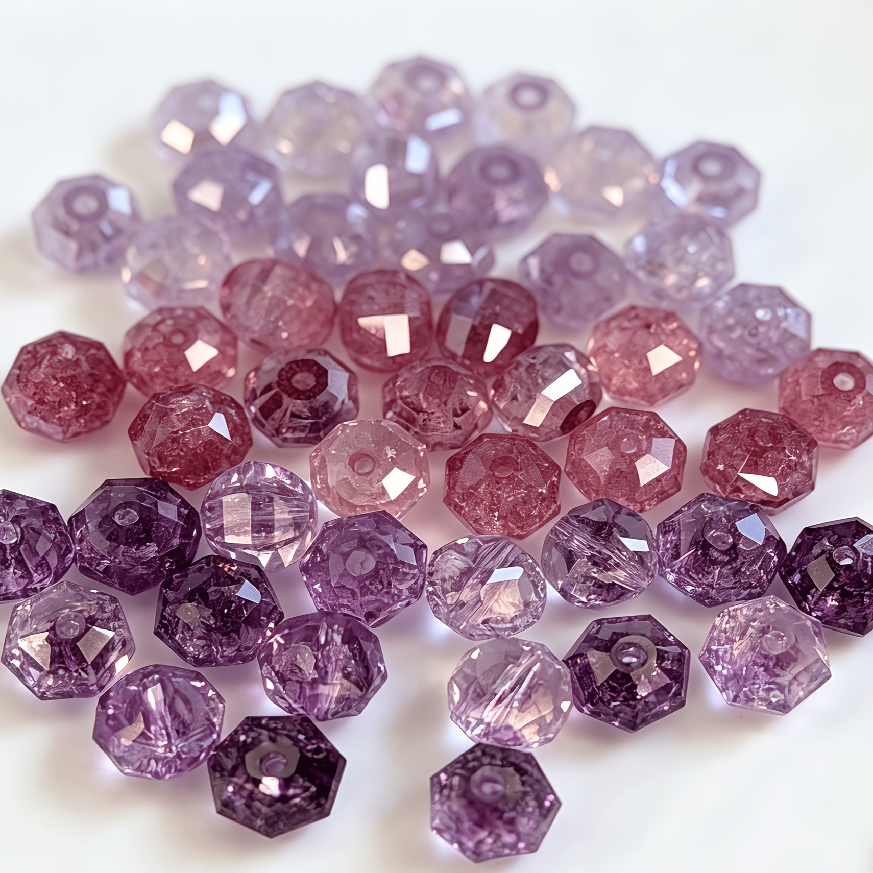 TEMU 78 pièces Perles Pastèque en Verre Effet Glace Fissurée Multisecteurs Autrichiennes de 8 mm pour la Fabrication de Bijoux, DIY, Bracelets,