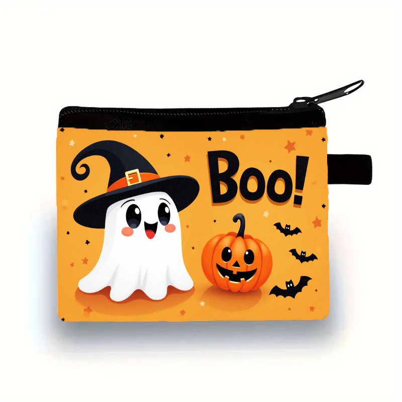 TEMU This Adorable Halloween-themed Coin Purse Features A And Pumpkin Design. Budget-friendly, Small Enough To Carry Essentials Like Keys, Cash,
