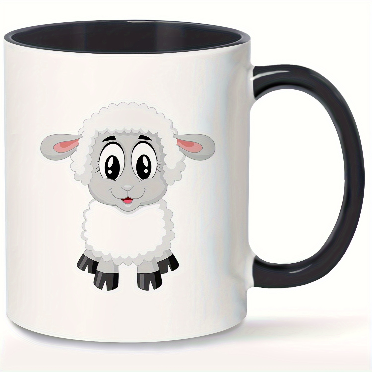 11oz insulated ceramic sheep coffee mug reusable cute cartoon   with glossy   hand wash only perfect gift for   christmas halloween thanksgiving easter hanukkah multipurpose kitchen dining cup holiday drinkware   illustration durable drinkware details 2