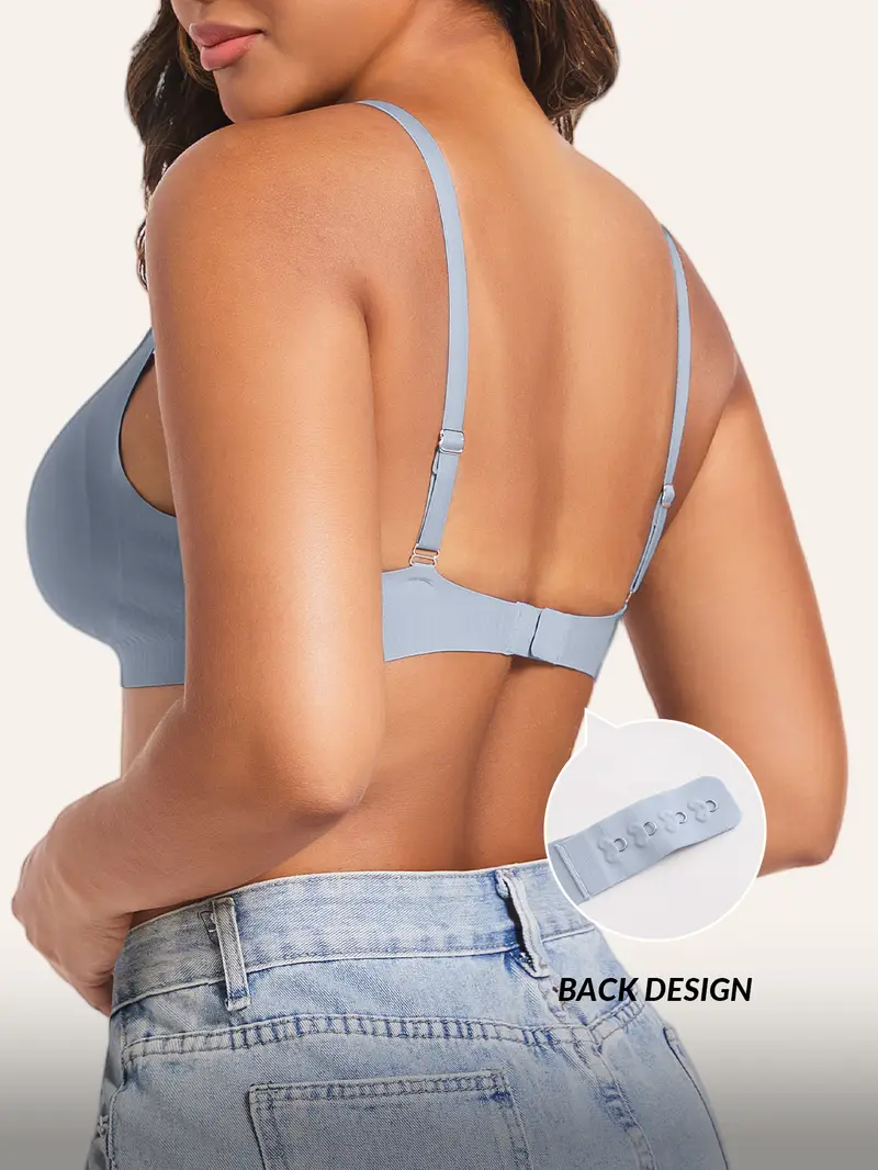 3pcs womens solid color elegant bra with push up anti sagging breathable seamless wire free removable pads underwear for versatile daily wear Product details 3