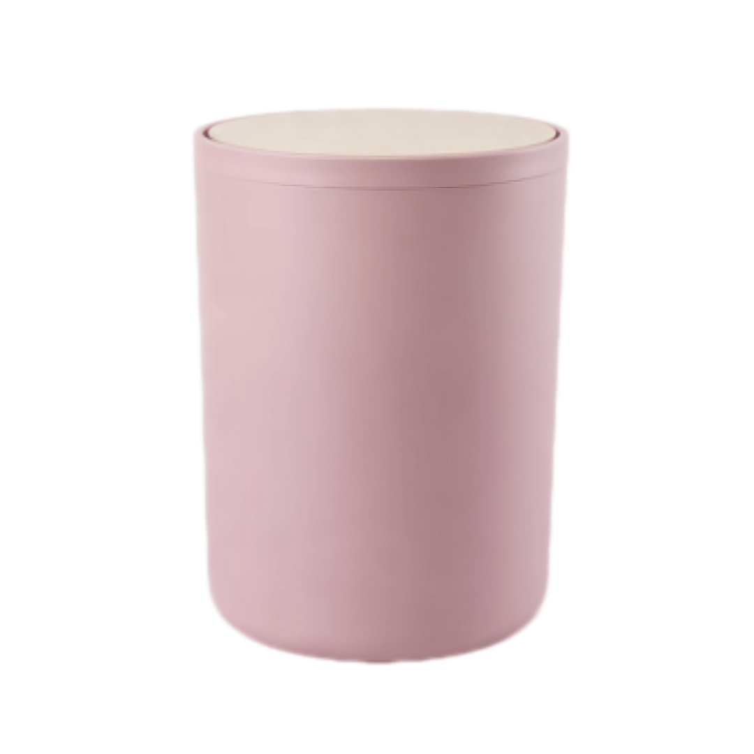TEMU Plastic Bathroom Trash Can With Lid, Simple Waste Basket, Garbage Storage Bin, Durable Daily Waste Container For Household Washrooms