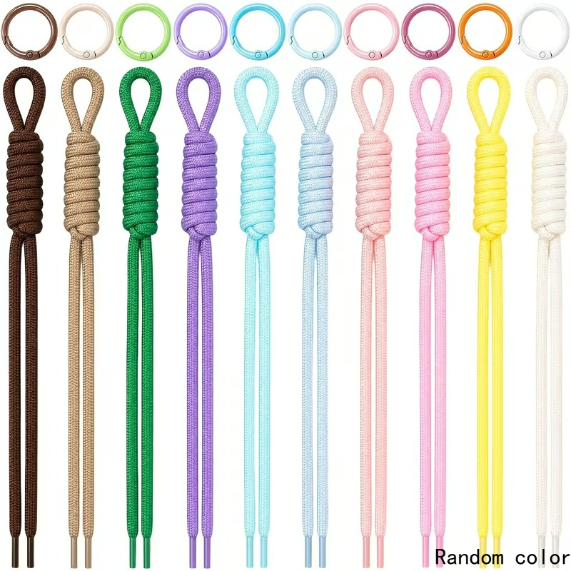 TEMU 10sets Including 10pcs Keychains And 10pcs Spring Clasps Colorful Paracord Rope Keychain With Spring Clasps, Diy Accessory Set For Phone Bag