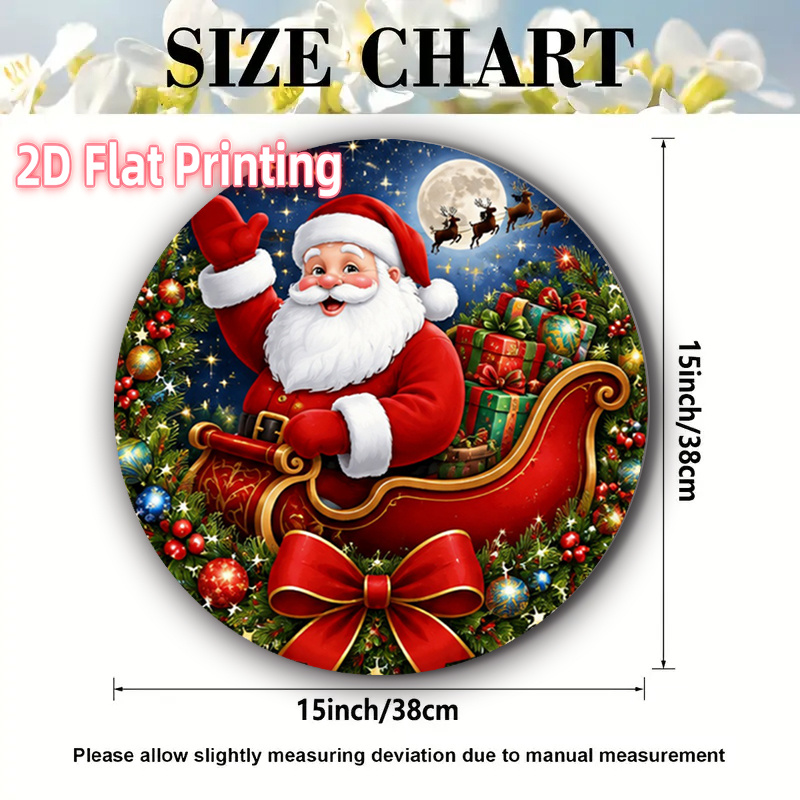 TEMU 4pcs Christmas Santa Sleigh Placemats Suitable For Parties, Round Table Decorations With Santa Sleigh & Reindeer Print, Suitable For