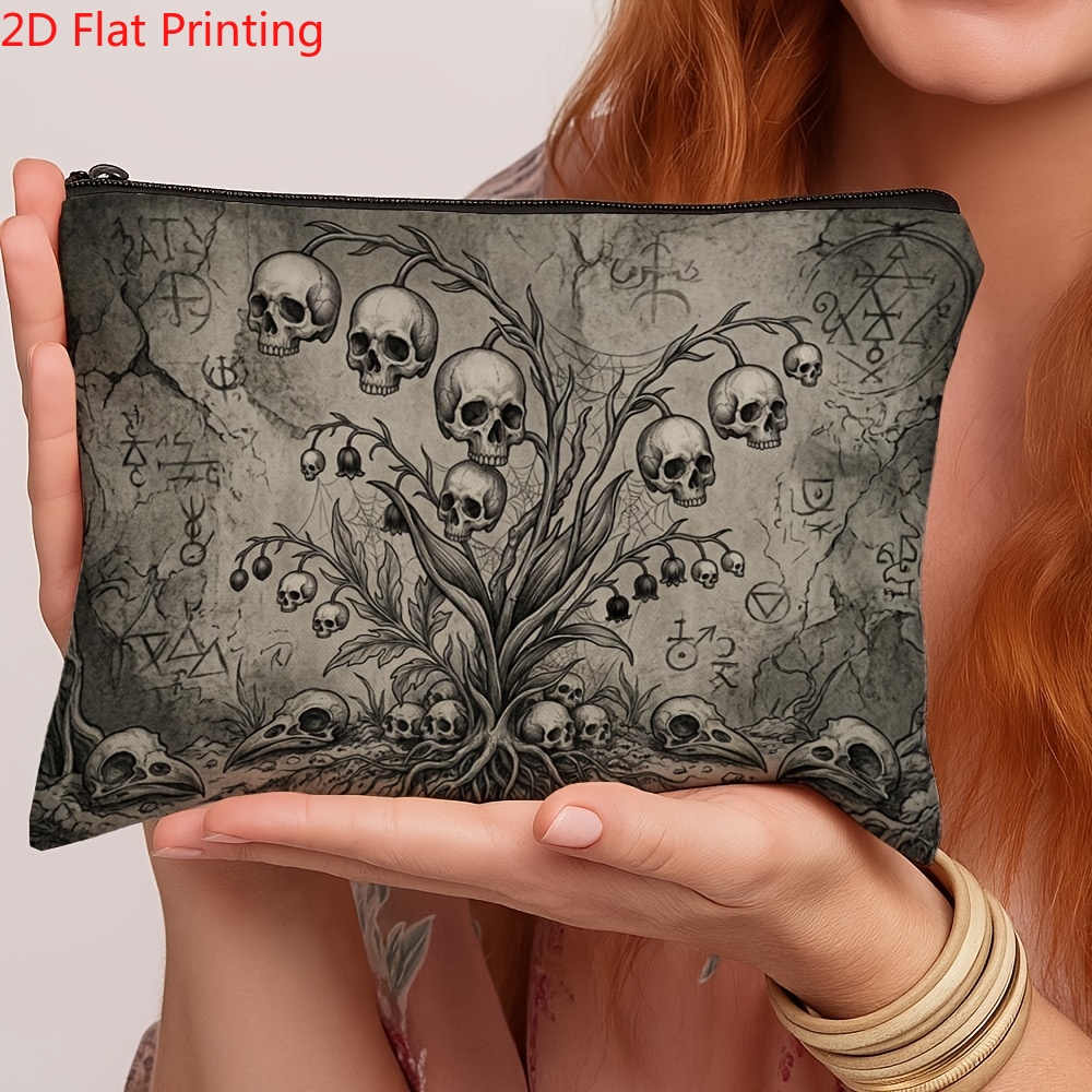 TEMU 1pc Gothic Makeup Bag Material, And Plant Vine Sketch Pattern, Perfect Gift For Mother, Friend, Girlfriend, Suitable As Makeup Bag, Travel