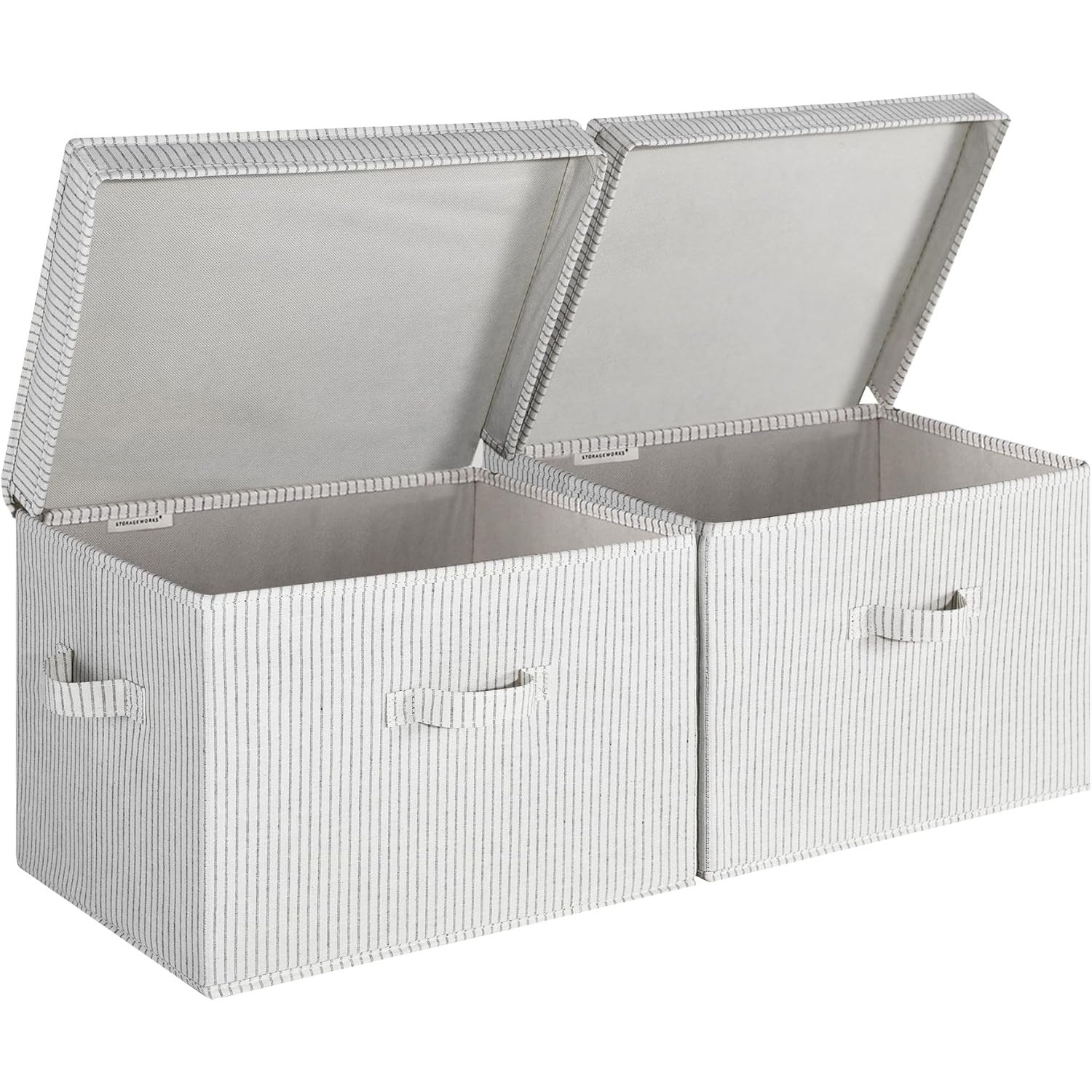 

2pcs, Closet Storage Bin With , Decorative Storage Boxes With Handles, Fabric Storage Bins For Clothes, Jumbo, Gray And