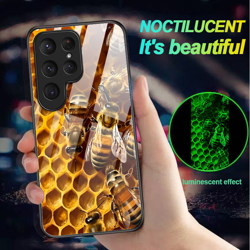 TEMU Phone Case: Bees On Honeycomb Light Phone Case Shockproof Luminous Without Power For Galaxy