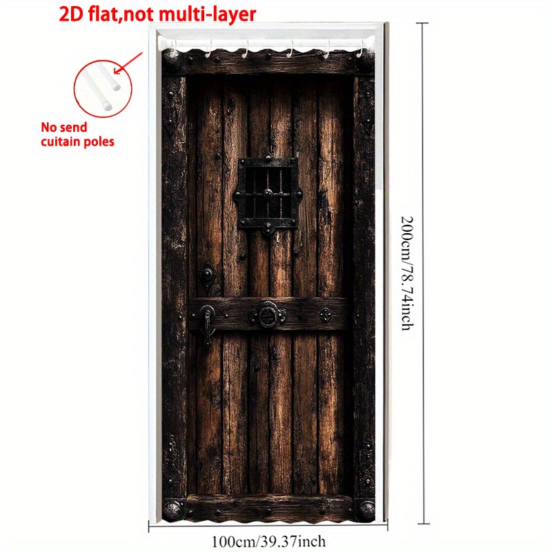 TEMU Medieval Castle Door Curtain - Vintage Gothic Window Treatment With Installation, Dark Brown Door Decor For Living Room, Bedroom, Kitchen,
