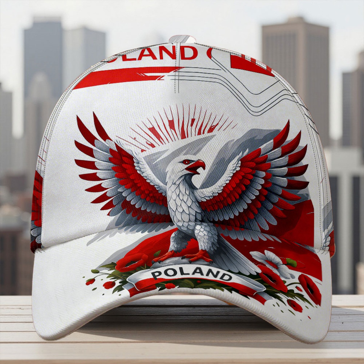 TEMU 1 chapeau de soleil à bec de canard avec un imprimé intégral de l'aigle polonais à motif floral, offrant un style funky. Il est doté d'un design