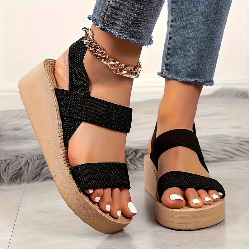 TEMU Women's Adjustable Cross-lace Open-toe Sandals - Breathable Fabric Upper And Lightweight Eva Sole, Women Shoes