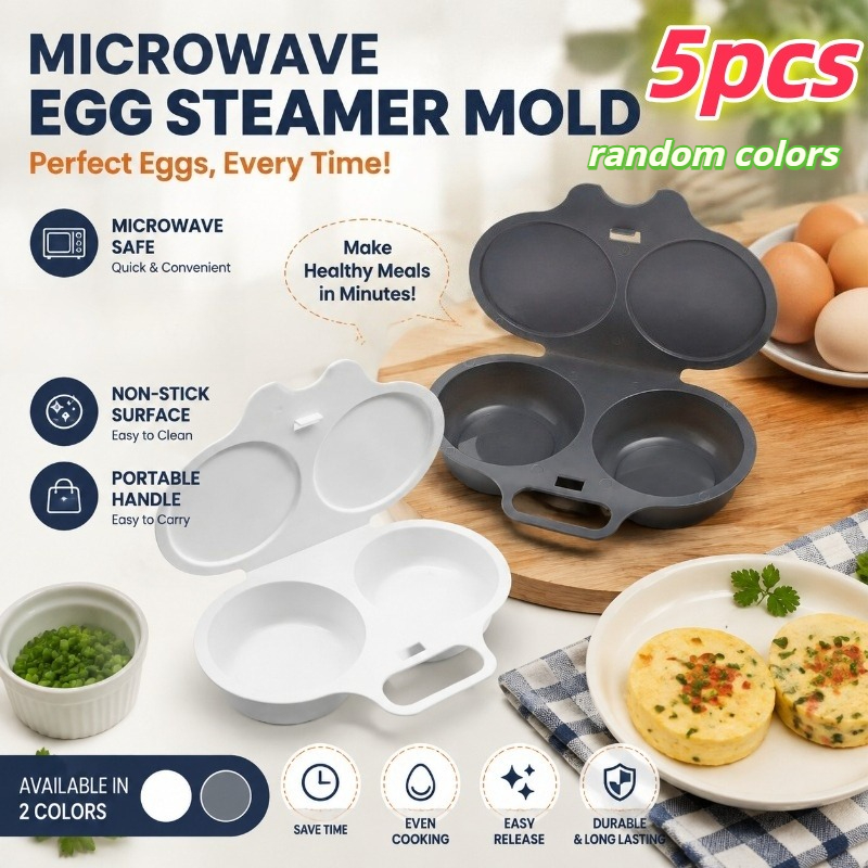 TEMU Ensemble de 5 pièces ! valeur - Cuiseur à œufs multifonctionnel pour micro-ondes, cuiseur à œufs à la chaleur, pour préparer le petit-déjeuner,