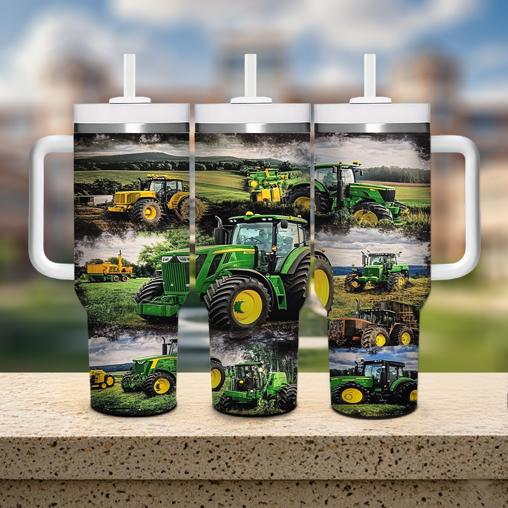 

1pc 304 Stainless Steel 40oz Insulated Water Bottle With Lid And Handle, Vintage Farm Tractor Design, Heavy-duty Drinkware, Drinks Hot For 3 Hours & Cold For 9 Hours, Ideal For Summer Hydration