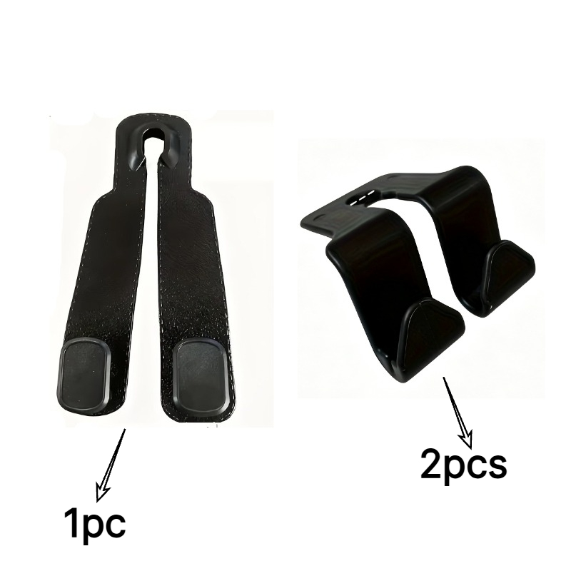 TEMU 3pcs 2 Styles Car Seat Backrest Hook Covers (including 2pcs Hooks), Design - Pet Plastic Material, Universal Car Models, Can Hang Handbags And