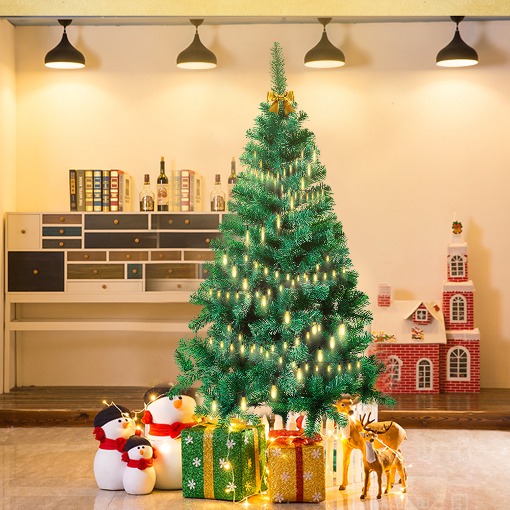 TEMU Pre-assembled Pvc Artificial Christmas Tree Suitable For Christmas & New Year Decor - Full Tree With Branches & Foliage, Setup, -standing For,