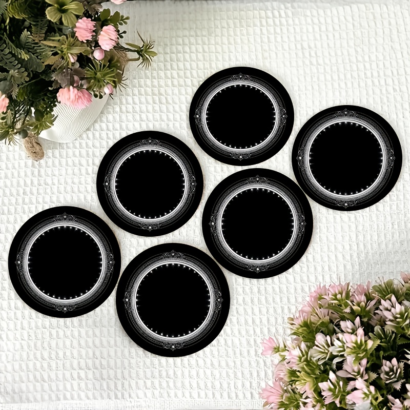 TEMU Juego de 6 posavasos con borde de diamantes y , juego de almohadillas aislantes del calor para mesa de comedor y cocina, esencial para reuniones