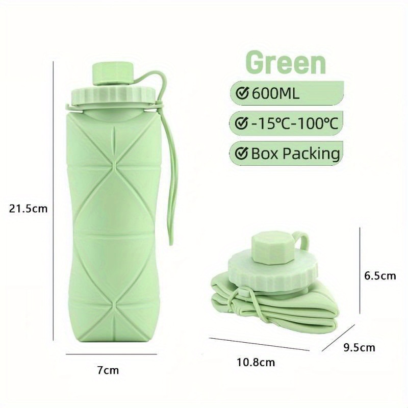 TEMU Silicone Folding Water Bottle Outdoor Portable Retractable Water Bottle Sports Handle Quadrilateral Water Bottle(1pc), Reusable Water Bottle,