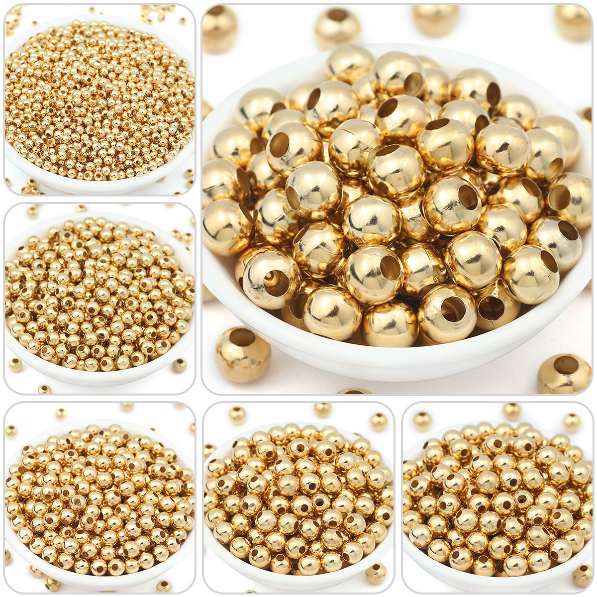 golden plated metal beads iron beads round loose beads 2 3 4 5 6 8 10mm kc golden   non fading for bracelet necklace diy beading material earring pendant accessories vintage headwear accessories handmade hanging  