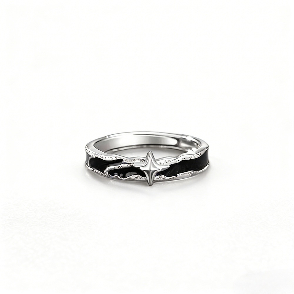 TEMU 1 Anillo Star para Hombre, Diseño de , Banda de Autodisciplina, Regalo de Retro Frío Premium para Novio, Adecuado para el Uso Diario de Hombres