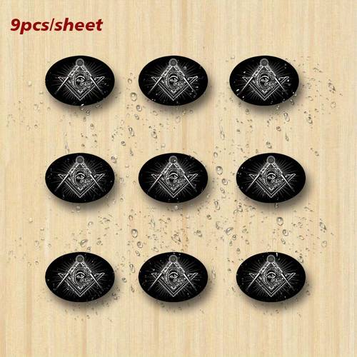 9pcs masonic eye of vinyl stickers of horus black white masonic symbols self removable decals for cars windows laptops trucks water bottles durable versatile for masonic decorations gifts