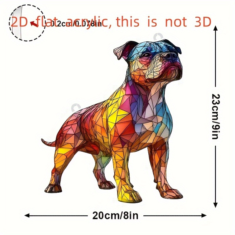 TEMU 2d Flat - A Jit2d Flat Color Acrylic Staffordshire Bull Terrier Sun Catcher, Featuring Geometric Style For Window Hanging. This Wall Art With An
