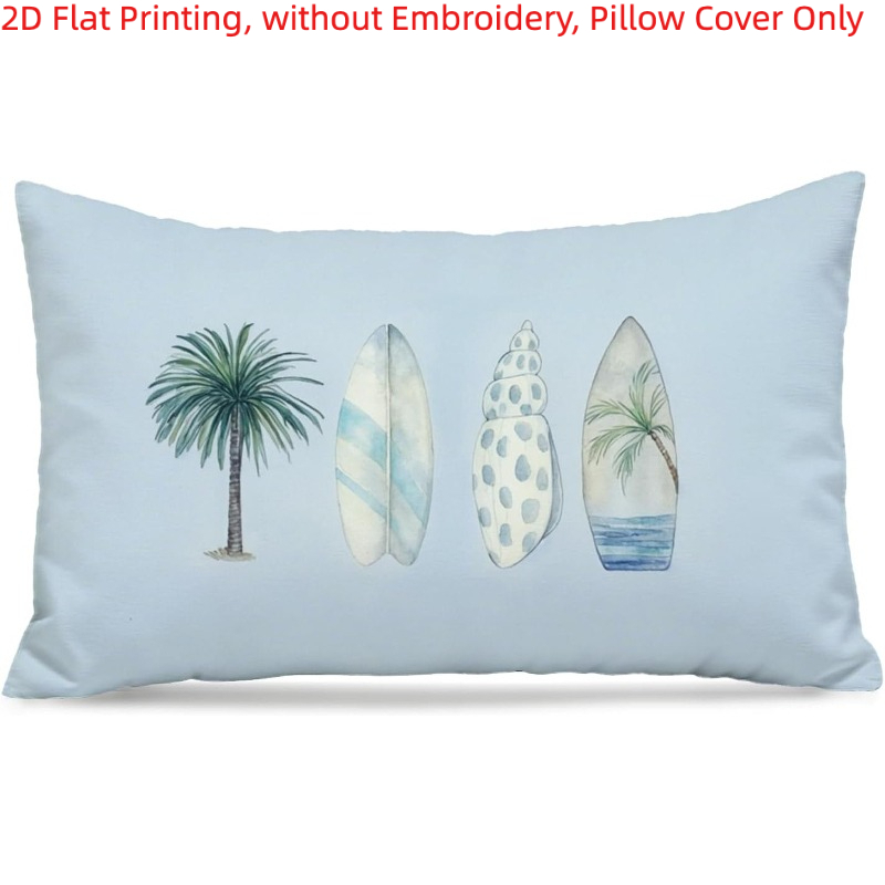 TEMU 2d Flat - 1pc, 2d Flat Printing, Coastal Beach Surf Pillow Cover, Beachy Room Decor Aesthetic, Single-sided Printing, Without Embroidery, Pillow