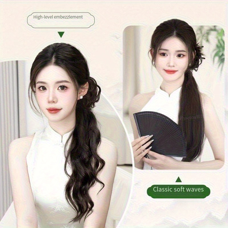 women's chinese style ponytail wig with braids body wave hanfu