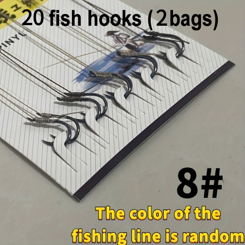 TEMU 20 Set di ami da pesca pre- con guide (colori casuali), realizzati in acciaio al carbonio ad PE. Questi ami universali nelle dimensioni e adatti