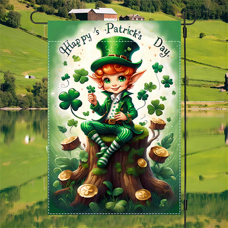 

1pc 's Day , Double- & Shamrocks, Polyester, & , , No Needed For 12x18