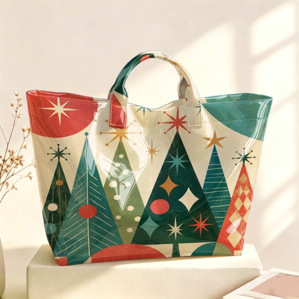 TEMU 1pc Women's Tote Handbag, Retro Christmas Tree Top Handle Bag, Large Capacity Holiday Carry Purse For Women, Ideal For Christmas Party, Holiday