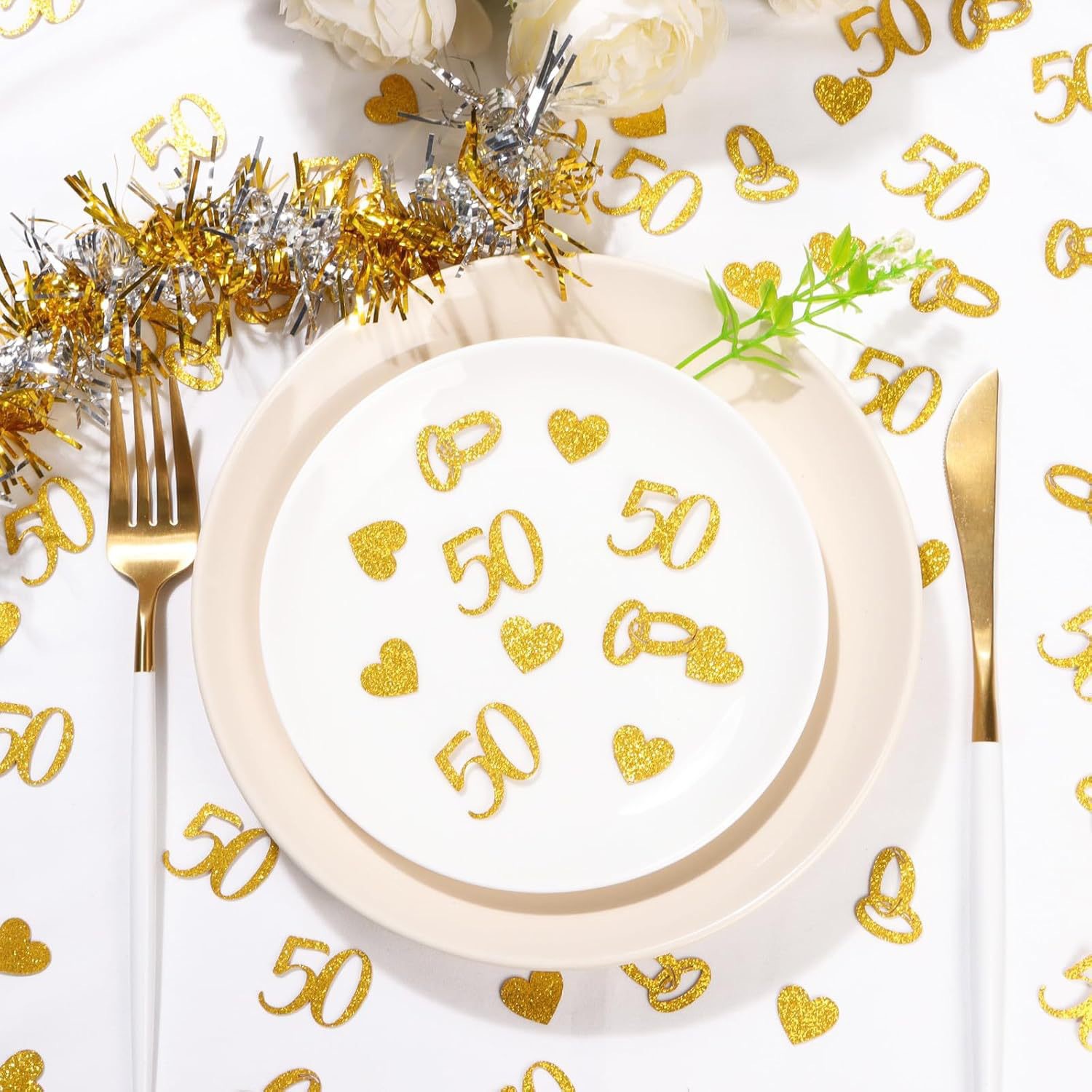 50th Anniversary Confetti, Wedding Venue Throwing Props Valentine's Day Wedding Party Decorations Heart-shaped Confetti