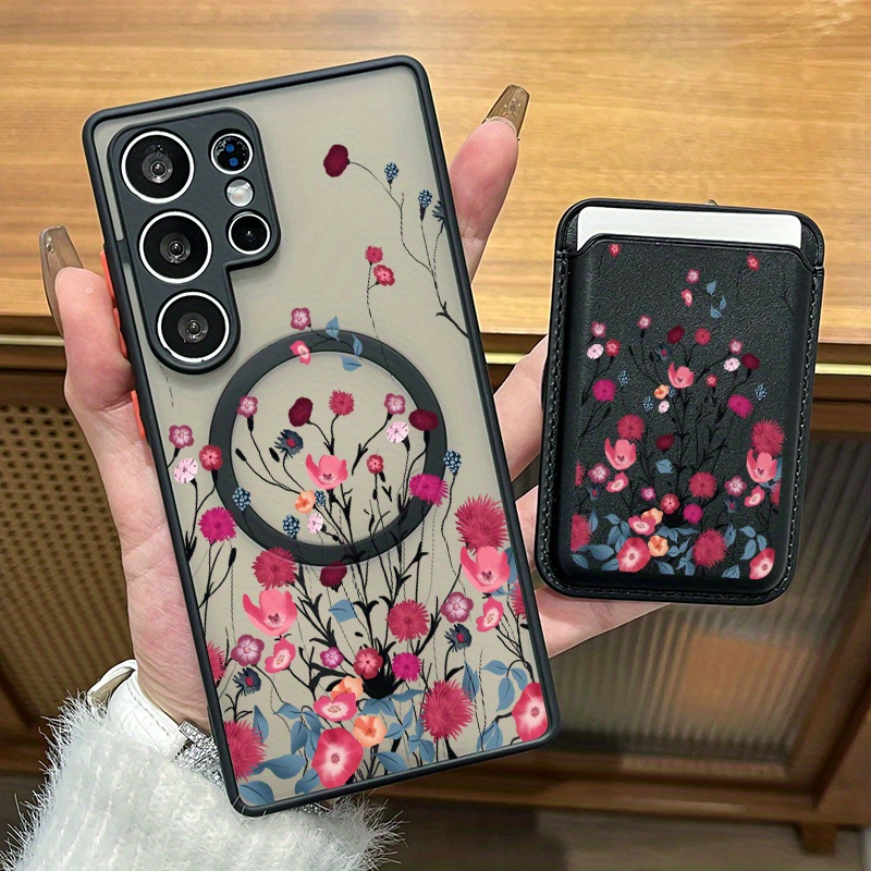 E-shop Handyhülle: 2er-Set Luxus-Mode kreativ stoßfest bunte Blumenmuster Magnetische Handyhülle & modisches Luxus-Kunstleder Magnetische Eigenschaft