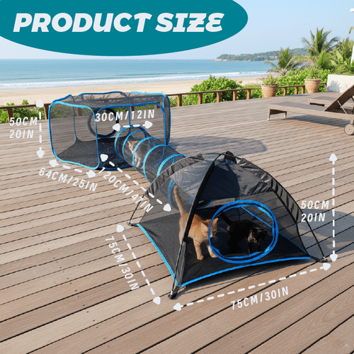 portable tent with cat 3 in 1 foldable enclosure for small animals breathable mesh blue