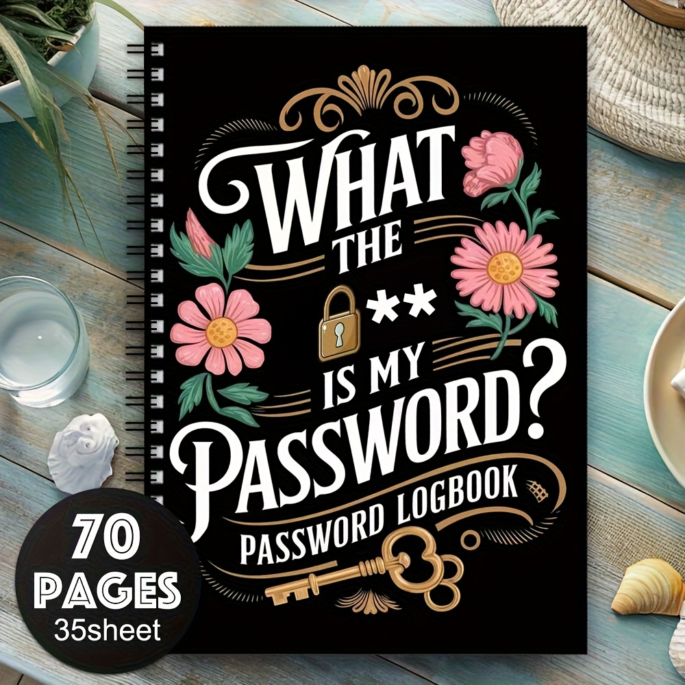 TEMU 1 Spiral Password Notebook, Designed For The Elderly-safe Password Keeping Book With Key Chain, Spiral Binding Password Log Book, Used For