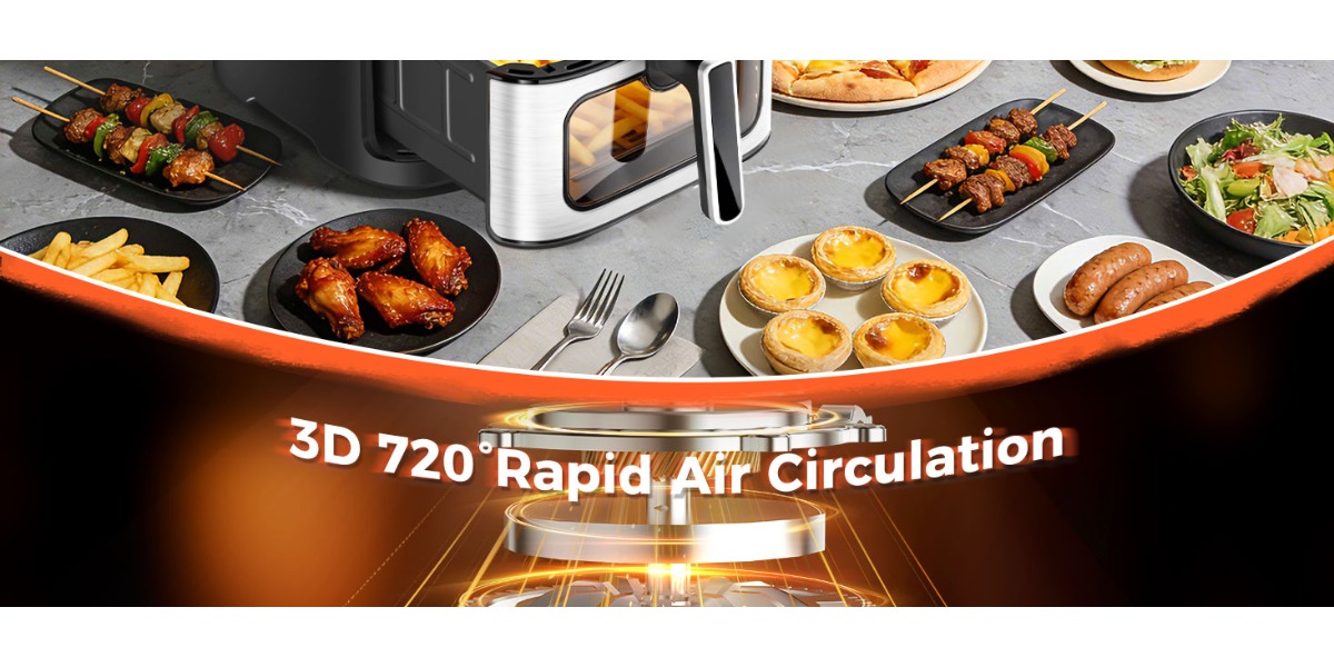 Ultimate 8.5QT Large Air Fryer – 1700W Visible Window Cooker 1 8.5QT Large Air Fryer with Visible Window, 1700W High Power Single Basket Airfryer, Digital Touchscreen with 8 Presets, Clear View Nonstick Basket, Auto Shut-off & Dishwasher Safe, XL Capacity for Family Size