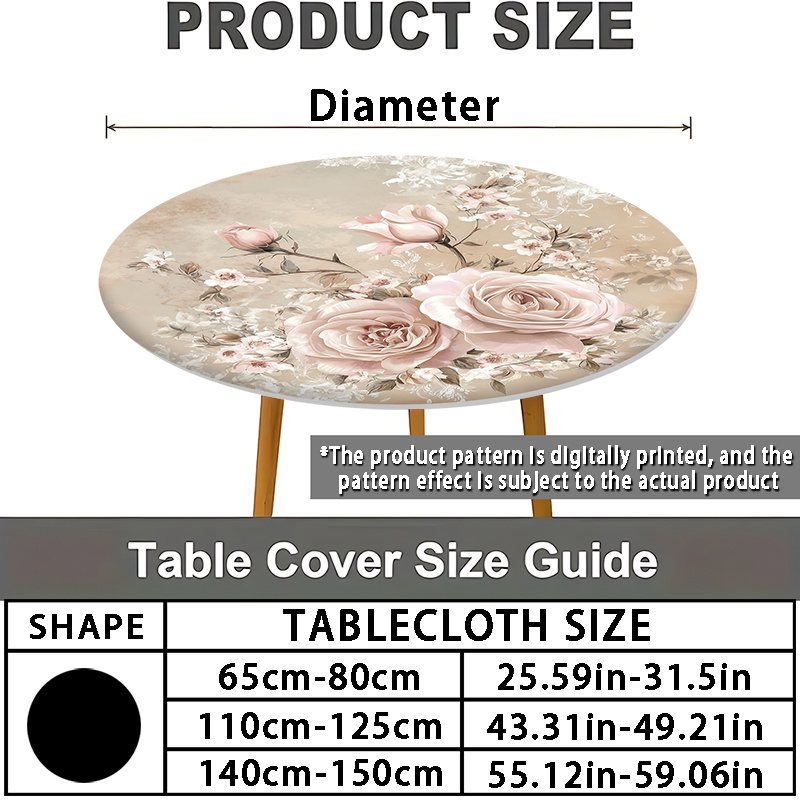 TEMU 1 pièce Nappe Ronde Élastique à Motif , pour les Réunions Familiales, les Vacances et la Décoration de Camping -