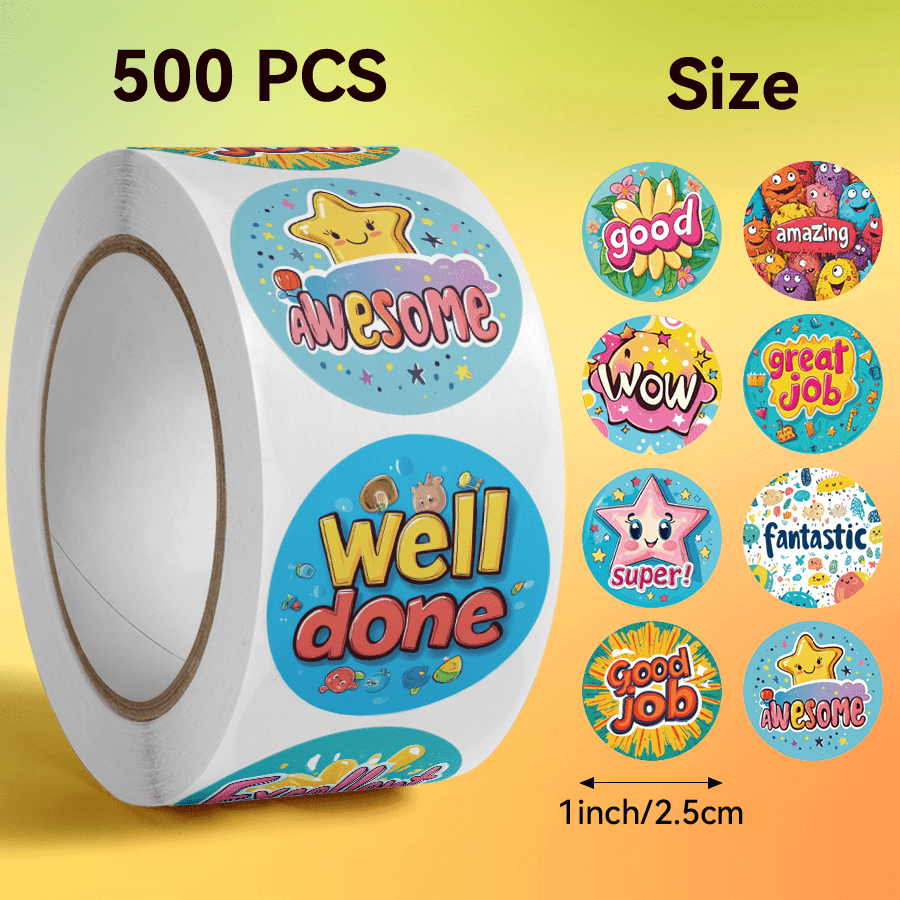 500pcs inspirational stickers motivational text with vibrant cartoon designs self   round paper stickers for fitness and personal motivation mixed colors plastic   backing